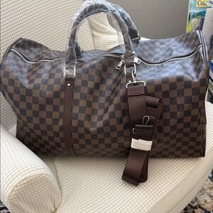 Brown Checkered Men's Bag